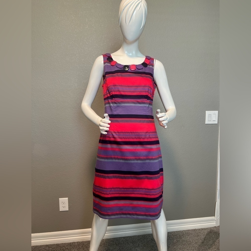 Boden Jewel Embellished Neckline, Stripped Dress